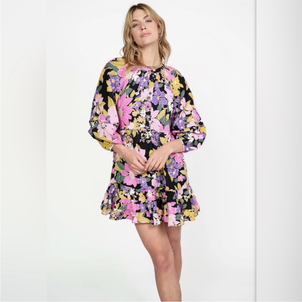 Anthropologie Current Air Floral Long Sleeve Dress